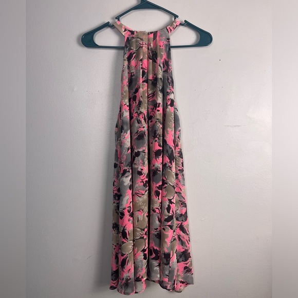 ASTR Women's Gray Pink Floral Halter Neck Sleeveless A-line Mini Dress Size S - Picture 5 of 6